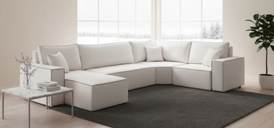 Slaapbank Warren 3-zits – Omkeerbare Sofa met Verstelbare Hoofdsteun en Opbergbox – Grijs en Zwart Imitatieleer – House&Garden