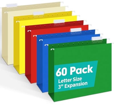 Extra Capaciteit Hangmappen - 60 Stuks Met Verstevigde Letters en 7,6 cm Verlenging - Voor Zware Bestanden en Medische Kaarten