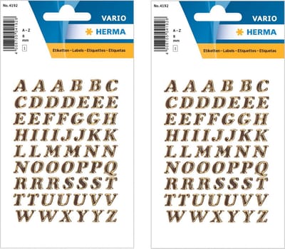 Herma Stickervelletjes Letter - 122x stuks - plak letters - alfabet A tot Z - goud/folie - 8 mm