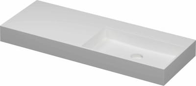 INK United porseleinen wastafel rechts zonder kraangat met porseleinen click-plug en verborgen overloop systeem 120 x 45 x 11 cm, mat wit