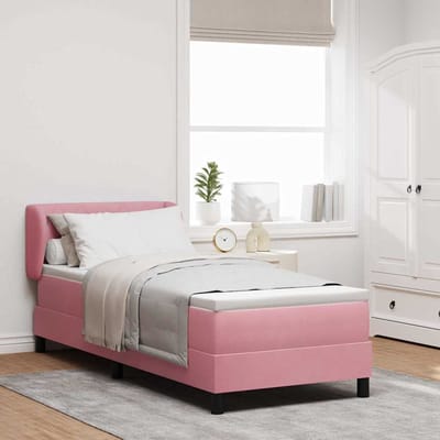 vidaXL - Boxspring - bed - met - hoofdeinde - Roze - 80 - x - 200 - cm - Fluweel
