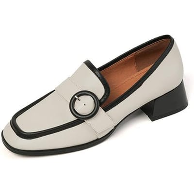 Nieuwe Mode Echt Leer Dames Schoenen Casual Instappers Vierkante Neus Platform Schoenen Schoenen Vrouw Zapatos De Mujer Vrouwen 37 vuilwit