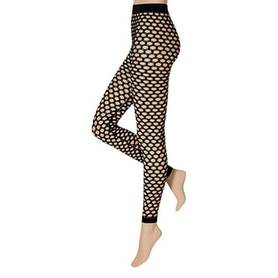 Panty doorschijnend stretch met gaten - Zwart / L/XL