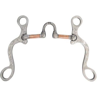 Mors western snaffle voor paard van aluminium met koperen rollen en decoratieve stangen Pool's SS