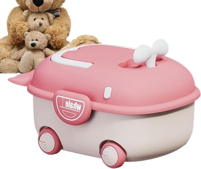 Kinder Speelgoedkist - Opbergkist Walvis - Speelgoed Opbergen - Met Wielen - 22 x 18 x 12 cm - Roze