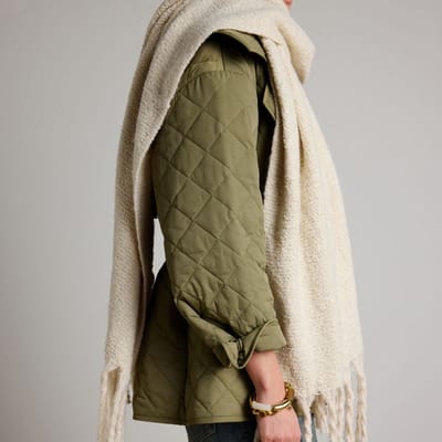 Manfield - Dames - Beige zachte teddy sjaal - Maat 1