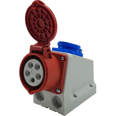 Power CEE combinatie wandcontactdoos 5-polig 16A IP44