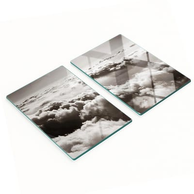 Decoratieve glazen snijplanken voor in de keuken met wolkmotief, 2x40x52 cm
