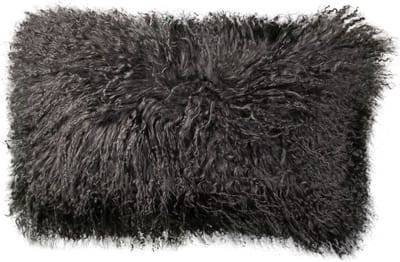 Van Buren - Tibetaans schapenvacht kussen - Grijs 30x50cm - 100% echt schapenvacht