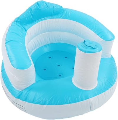 Baby Leunstoel - Baby Zetel - Baby Zelfstandig Zitten - Opblaasbaar en Compact - 3-12 Maanden - Blauw