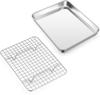 YOR® Ovenplaat - Overbakplaat - Ovenrooster - Zilver - 25cm x 19cm x 4cm