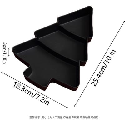 Kerstboom Vorm Woonkamer Snoep Snacks Noten Zaden Gedroogd Fruit Plastic Bord Schotels Kom Ontbijtborden Dienblad Tafelgerei 1pc black