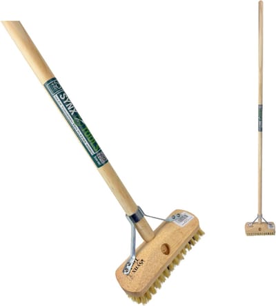 Synx Tools Fiber Schrobbezem met Steel 150 cm - Luiwagen met steel - borstel met steel - 22cm - Schrobborstel - Schrobber - Vloerschrobber - Schoonmaakbezem - douche