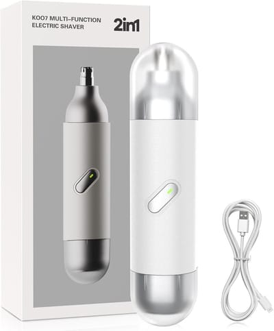 Thijox - 2-in-1 Neushaartrimmer en Oortondeuse, Professionele Baardtrimmer en Gezichtshaarverwijderaar, USB-oplaadbaar, Pijnvrij, Wit, Voor Mannen en
