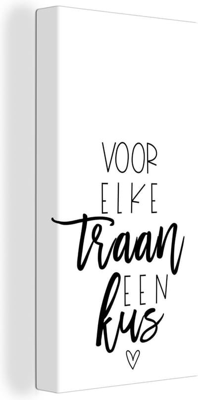 Canvas Schilderij Get well soon - Quotes - Zwart - Kus - 20x40 cm - Wanddecoratie