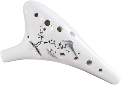 Keramische Ocarina - Blokfluit Instrument - Muziek Leren Spelen - Handbeschilderd Design - 17cm Lengte - Multicolor