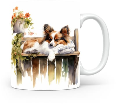 Mok Papillon Beker voor koffie of tas voor thee, cadeau voor dierenliefhebbers, moeder, vader, collega, vriend, vriendin, kantoor, opa, oma, hond, kerst, sinterklaas, verjaardag