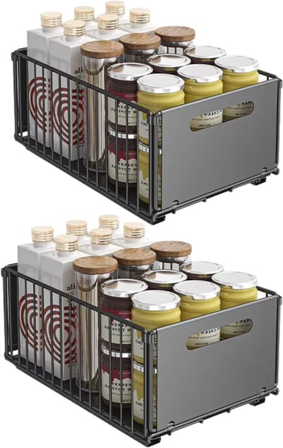 Keuken Opbergrek Set 2 Stuks - Uittrekbare Schuiflade Organizer - Kruiden- & Flessenrek - Groot