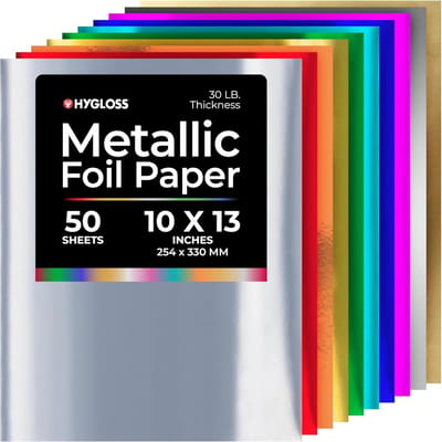 Metallic Gekleurd Papier (10 kleuren, 50 vellen) - Knutselpapier voor Ambachten en Schoolprojecten
