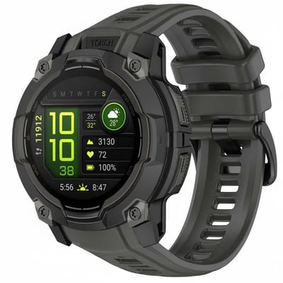 Siliconen bandje - geschikt voor Garmin Instinct 3 Amoled / Solar 45mm - gespsluiting - grijs