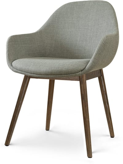 Nolon Nio-Mae Eetkamerstoel saliegroen - walnoot houten onderstel - scandinavisch - comfortabel - stoffen zitting