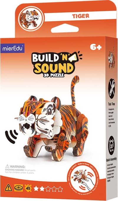MIEREDU 3D Puzzel - Tijger - Met Geluid - 11,83X5X8,21Cm - 6 Jaar