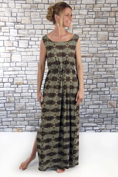 Donne del Sole - Maxidress Golden Green - Lange zomerjurk - Maat S