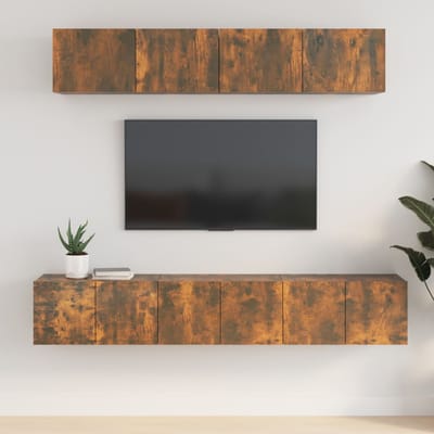 vidaXL - 5-delige - Tv-meubelset - bewerkt - hout - gerookt - eikenkleurig