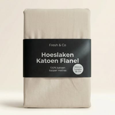 Dekbed-Discounter - Fresh and Co Topper Hoeslaken 140 x 200 cm - Verkoelend Katoen Flanel - Geschikt voor toppers tot 15 cm hoog - Wasbaar op 30 graden - Strijkvrij - Creme
