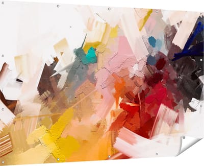 Gards Tuinposter Abstracte Kunst - Kleurrijke Olieverf - 180x120 cm - Tuindoek - Tuindecoratie - Wanddecoratie buiten - Tuinschilderij