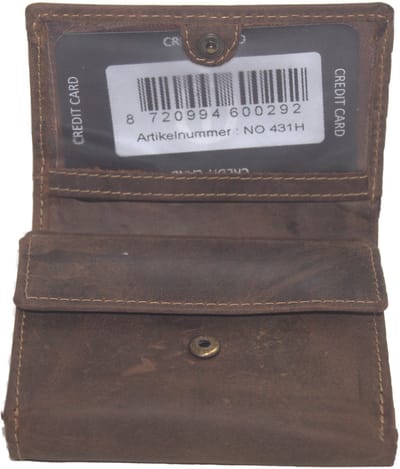 Oi Hunter bruine leren mini overslag beursje / compact portemonneetje voor dames of heren / compact drie-luik portemonneetje / kleine trifold portemonnee / RFID safe / bruin leer / 431H