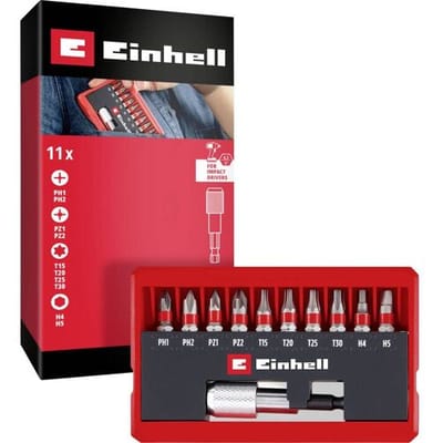 Einhell Bit Taschenbox 11tlg 118663 Bitset PH, PZ, Inbus, TX Incl. bithouder
