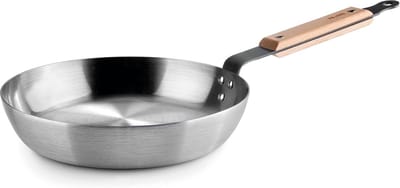 Koekenpan Koolstofstaal - Bakpan Koekenpan - Snel Bakken - Duurzaam Robuust Materiaal - 24 cm - Grijs