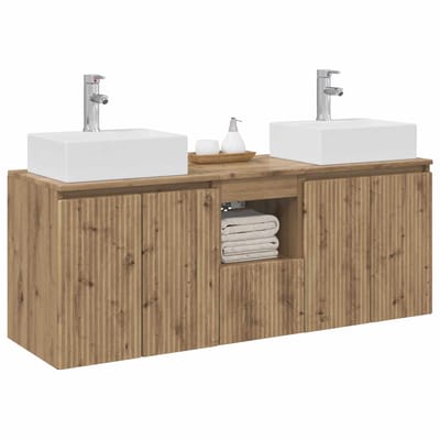 vidaXL - Badkamerkast - set - 3 - st - Artisanaal - eiken - 129 - x - 41 - x - 79,5 - cm