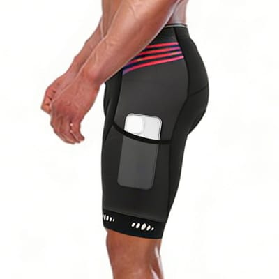 Short de cyclisme pour homme avec rembourrage épais amélioré, 3 s, Bandes réfléchissantes, Pantalon de vélo respirant à séchage rapide pour cyclisme sur route de montagne, -Distan black