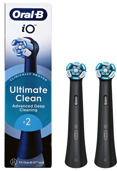 Oral-B iO Aufsteckbürsten Ultimate Clean – 2 Stück – Schwarz – Präzise Reinigung & Sanfte Zahnfleischpflege