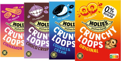 Holie's Crunchy Loops Mixdoos 4x 350gr - ontbijtgranen - suikervrij - gezond - vegan