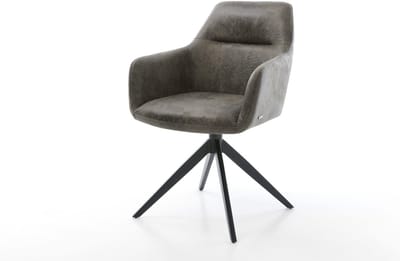 Eetkamerstoel Pejo-Flex kruisframe breed zwart microvelours grijs antiek 360° draaibaar rocker-functie pocketveer kern