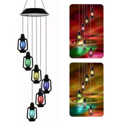 Zonne Windgongen Vintage Fles Kleurveranderend Licht Mobiel Hangende Gongs Cadeaus voor Moeder Leraar Tuindecoratie Waterdicht black