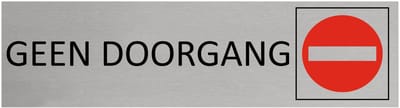 CombiCraft aluminium deurbordje Geen doorgang - 165 x 45 mm met tape