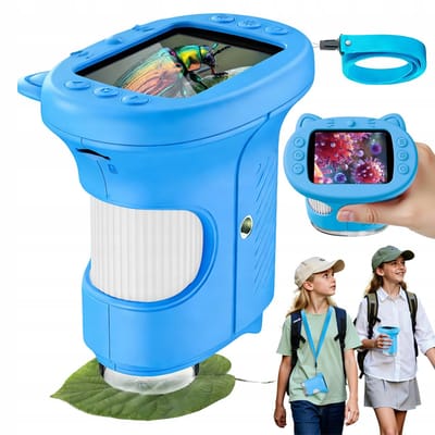 Digitale microscoop voor kinderen - Draagbare microscoop - 1000x vergroting - 2,4 inch IPS-scherm - 8 instelbare LED-lampjes - foto en video - veilige materialen - voor natuuronderzoek en educatie