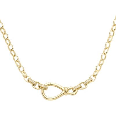Giorgio Martello collier / ketting 45 cm briljant geslepen zirkonia in 6 ogen geelgoud verguld | goudkleurig 925/- Sterling zilver met klap slot.