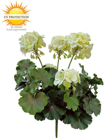 Geranium kunstboeket 38cm wit UV