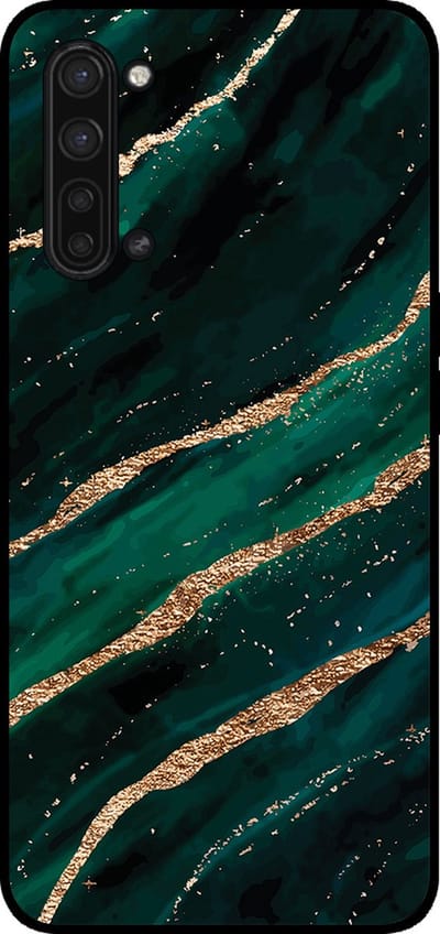 Smartphonica Telefoonhoesje Geschikt voor Oppo Find X2 Lite met marmer opdruk - TPU backcover case marble design - Groen Goud geschikt voor Oppo Find X2 Lite
