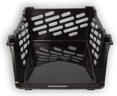 Stapelbare Groentemand - Opbergmand voor Groente en Fruit - Kunststof - Zwart - L46xB37.5xH20cm - Aanrecht Organiser - Huishouden