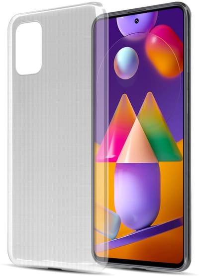 Cadorabo Hoesje geschikt voor Samsung Galaxy M31s in VOLLEDIG TRANSPARANT - Beschermhoes gemaakt van flexibel TPU Silicone Case Cover