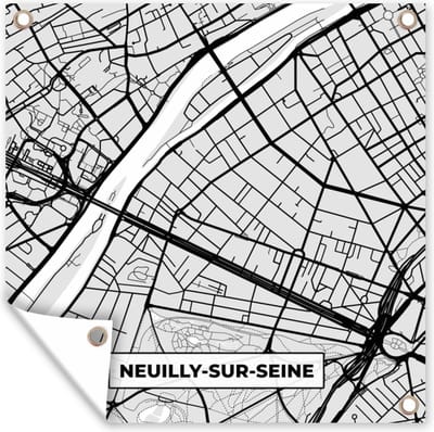 Tuin poster Frankrijk - Plattegrond - Kaart - Neuilly-sur-Seine - Stadskaart - 200x200 cm - Tuindoek