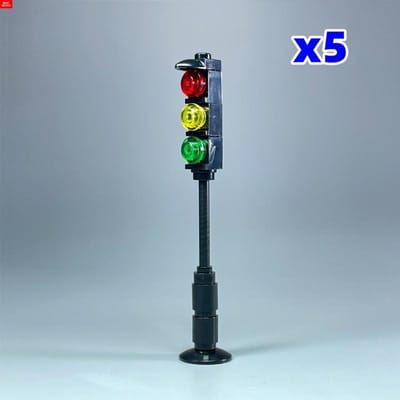 MOC Blokken Spoorweg Verkeer Weg Straat Rood Licht Zonnekruispuntbord Hek Stad Leren-Gericht Bouwblokken Poppen Kinderen Cadeaus