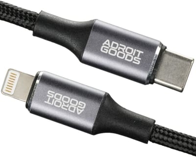AdroitGoods USB-C Oplaadkabel – Geschikt voor Apple iPhone en iPad met Lightning-connector – 200 cm – 2.4A Laden – Grijs