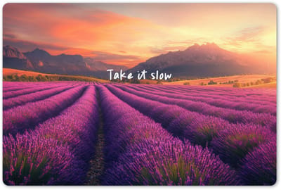 Placemats 45x30 cm - Placemat kunststof - 1 stuk - Lavendelveld - Quote - Zonsondergang - Borden onderleggers - Decoratie voor op tafel - Keuken tafeldecoratie accessoires - Vinyl onderlegger - Tafelversiering